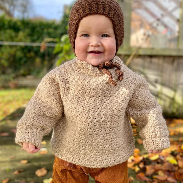 CROCHET PATTERN PDF- Cotswold Sweater/ Crochet Sweater/ Crochet for Baby/ Crochet for Boys/ Crochet for Girls