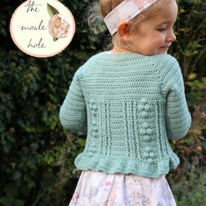 CROCHET PATTERN PDF-Minty Mint Cardigan/Girls Crochet Cardigan/ Crochet Sweater Pattern/ Bobble Stitch/ Beginner Crochet Pattern