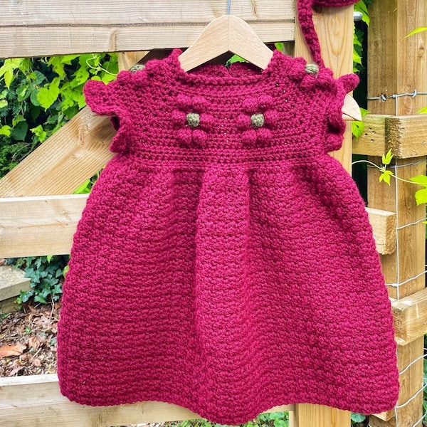 CROCHET PATTERN PDF- Fleur Dress/ Crochet Dress/ Christmas Dress/ Baby Dress