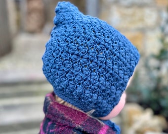 Mönster för virkad Pixie Hatt: Hayden Shell Stitch Baby Beanie (PDF-mönster)