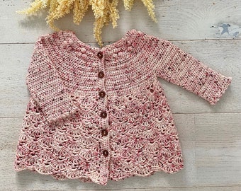 CROCHET PATTERN PDF- Misha Cardigan/ Crochet Cardigan/ Crochet Baby Sweater/ Cochet Lace