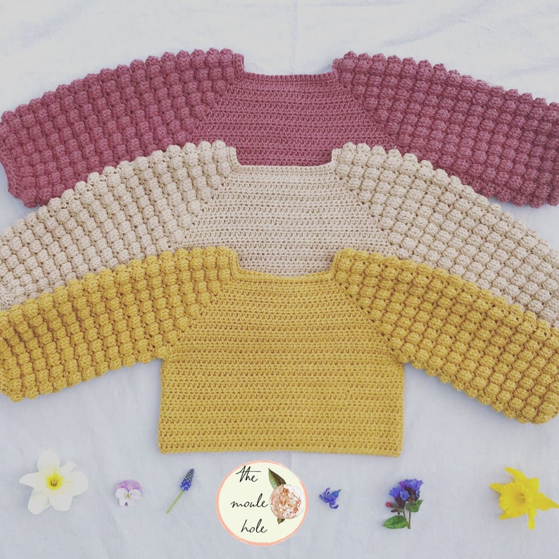 CROCHET PATTERN PDF Flappy Sleeve Cardigan/Crochet Sweater Pattern/Crochet Bobble Stitch//Crochet Jumper Pattern// Crochet Cardigan Pattern image 2