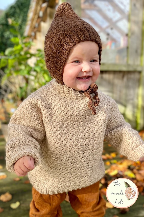 Cotswold Crochet Bonnet Pattern: Aran Baby Pixie Hat (PDF Pattern)