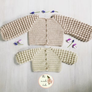 Flappy Sleeve Cardigan Crochet Pattern PDF | Bobble Stitch Sweater & Jumper | Easy Crochet Cardigan Pattern