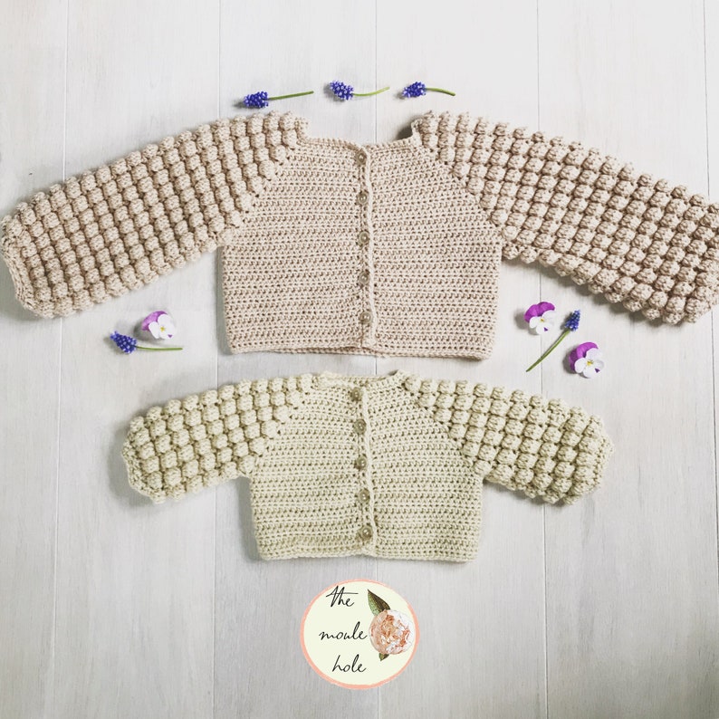 CROCHET PATTERN PDF Flappy Sleeve Cardigan/Crochet Sweater Pattern/Crochet Bobble Stitch//Crochet Jumper Pattern// Crochet Cardigan Pattern image 1