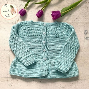 PATRÓN CROCHET BEBE- Cárdigan Abigail, Cárdigan niña a crochet 0-6 meses a 12 años