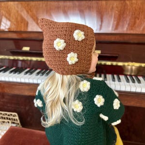 Daisy Bonnet Crochet Pattern | Floral Baby Hat Pattern | Instant Download | Video Tutorial