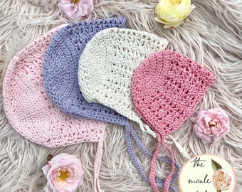 CROCHET PATTERN PDF- Marion Bonnet/ Newborn Baby Bonnet/ Vintage Crochet