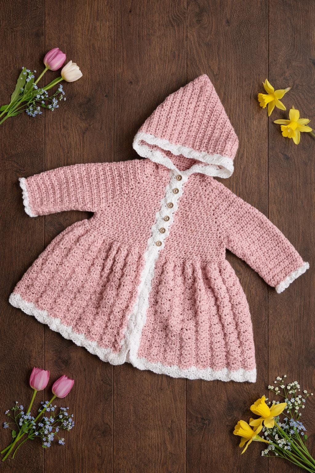 Emmaline Crochet Jacket Pattern | Baby and Toddler Hooded Coat PDF
