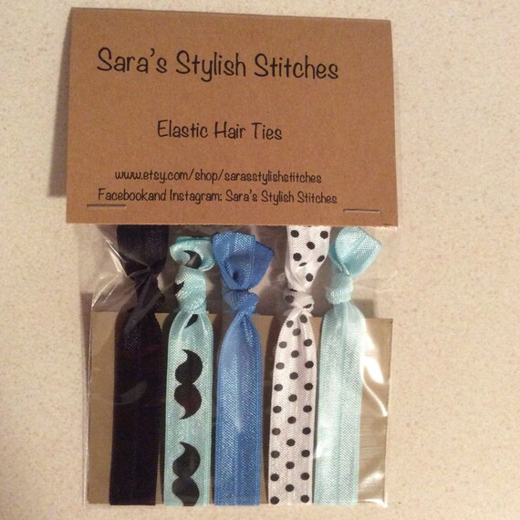 Soft Elastic Hair Ties Blue Etsy
