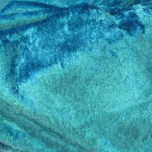 Turquoise Crushed Velvet Fabric Craft Stretch Velour 150 cm Wide