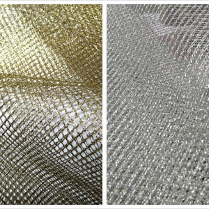Gold & Silber Metallic Tüll Netting Kleiderstoff 150 cm Breit