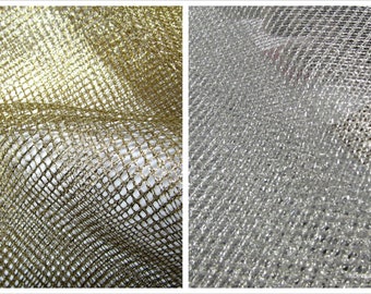 Tissu pour robe en tulle métallique doré et argenté de 150 cm de large