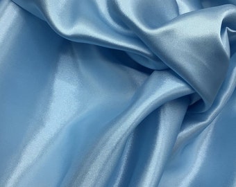 Satin Silky Sky Blue Coloured Fabric Plain Dress & Craft Material 150cm Wide