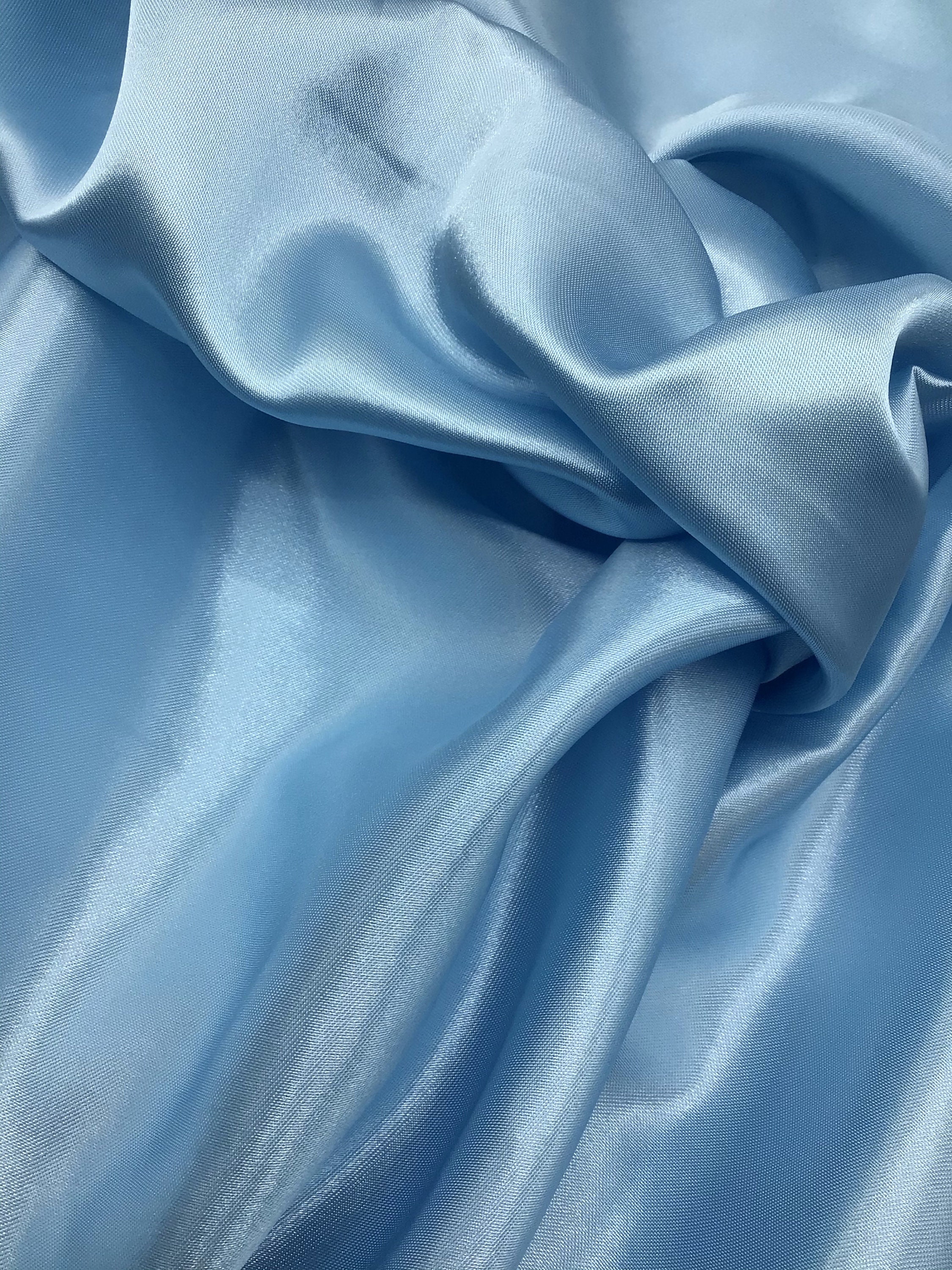 Satin Silky Sky Blue Coloured Fabric Plain Dress & Craft Material 150cm