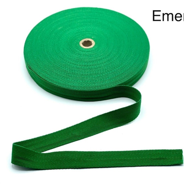 Emerald Green 1.5" Cotton Blend Binding Apron Herringbone Twill Webbing Tape Sew Strap x 5 metre roll