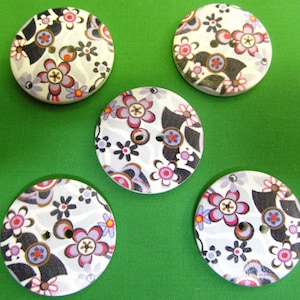 Round 2 Hole Abstract Flower Sewing Buttons Scrapbooking 30 mm- 5 Buttons