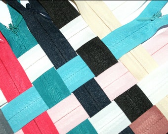 Invisible Closed End No3 Nylon Concealed  Zips Auto-lock 7-22 inch Mixed Colours
