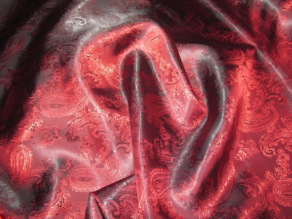 Red 11 Paisley Dress Lining Fabric  Quality Jacket & Dress Lining Material 150cm Wide