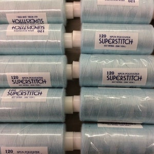 Superstitch 500 yards Single Reel Sewing Machine Polyester Thread Baby Blue (y44)