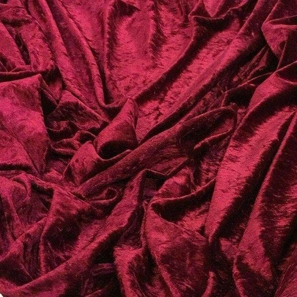 Burgundy Crushed Velvet Fabric Craft Stretch Velour 150 cm Wide