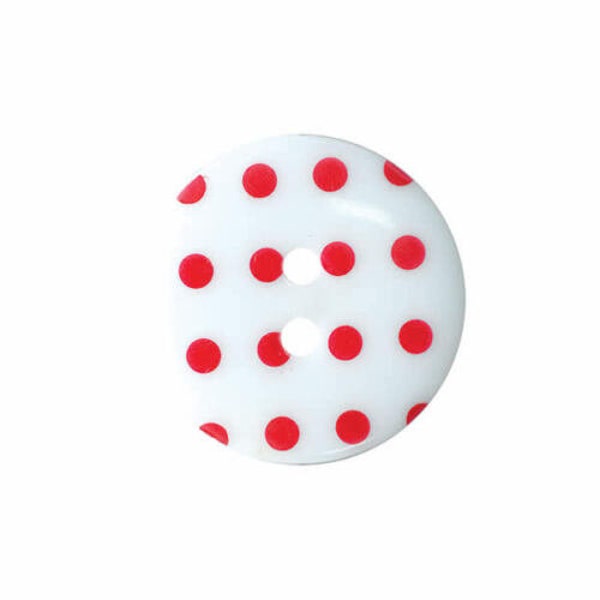 Round Dotty Fine Style Buttons All Sizes Choice Of Colours - White/Red x 50 buttons