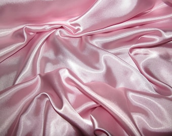 pink silk dress material Satin Silky Pink Coloured Fabric Plain Dress & Craft Material 150cm Wide