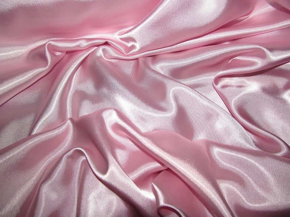 Satin Silky Pink Coloured Fabric Plain Dress & Craft Material 150cm Wide