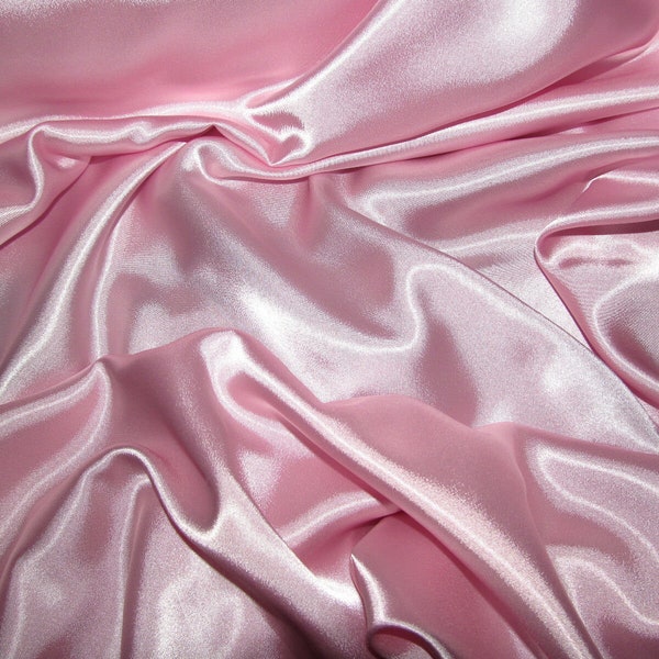 Satin Silky Pink Coloured Fabric Plain Dress & Craft Material 150cm Wide
