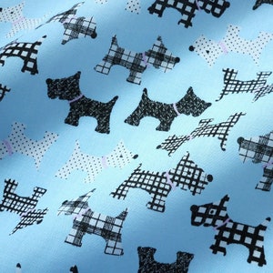 Light Blue Scotty Dog Dress Craft Poly Cotton Fabric