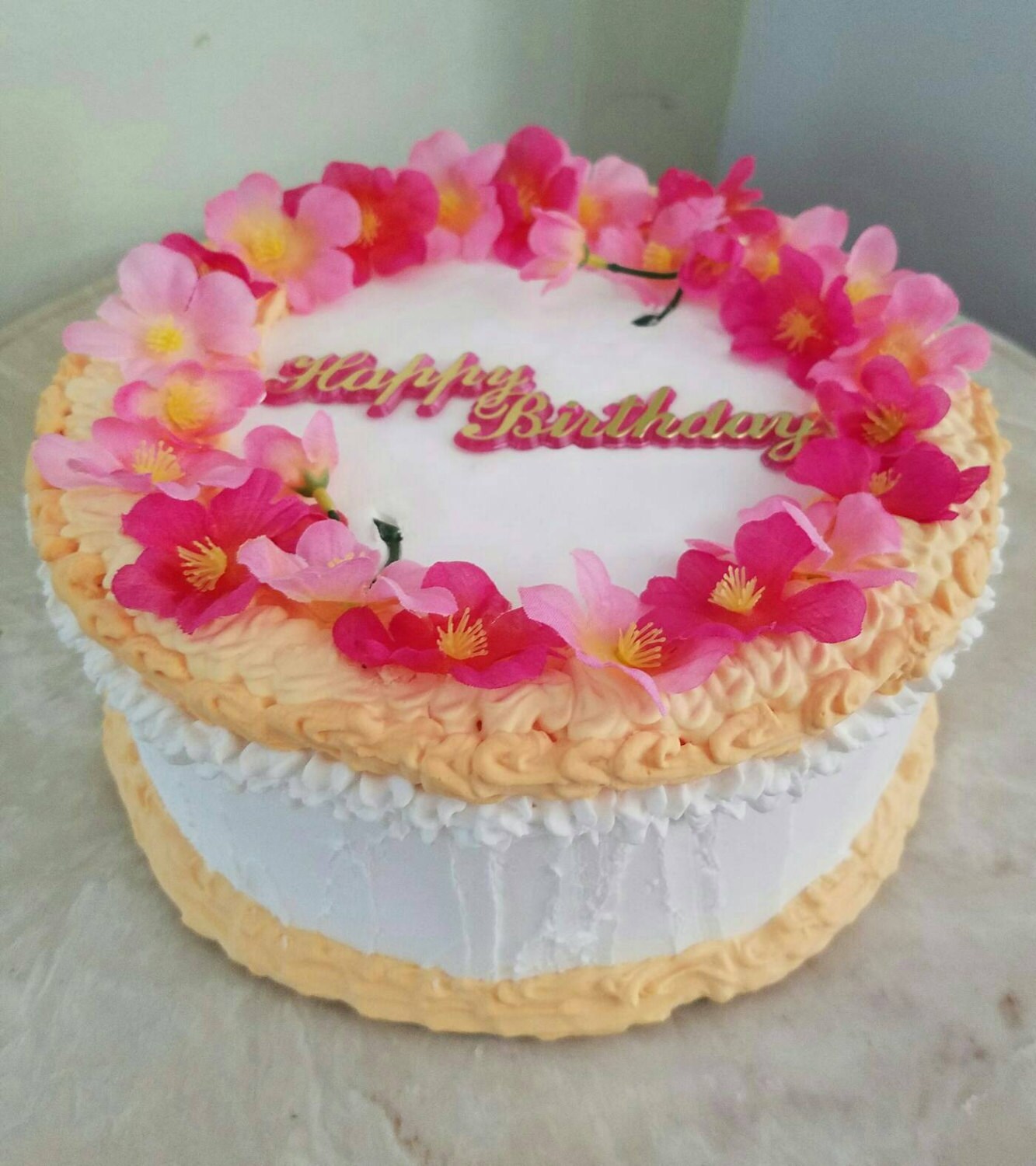 Orange and Pink Sherbert 'Happy Birthday' Cake One of | Etsy