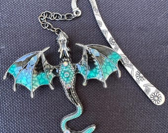 Teal and Black Dragon Bookmark