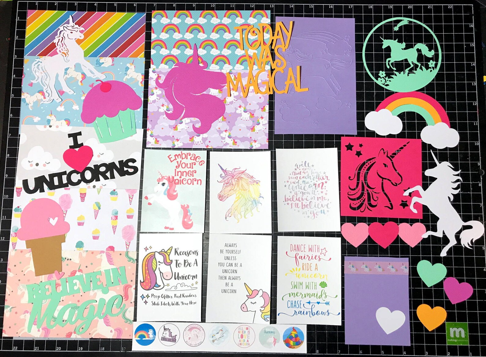 Unicorn Scrapbook Kit. Unicorn Paper Die Cuts Unicorn Etsy