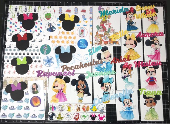 Minnie Mouse Princess Scrapbook Kit - 12 Princesses! Disney Scrapbook, Die  cuts, Paper, Project Life, Disney Princess, planner stickers