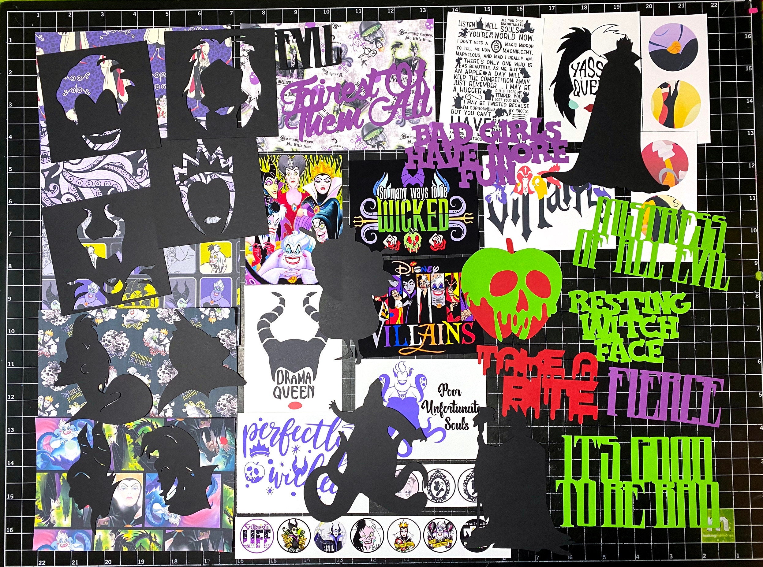 Disney Villains Scrapbook Kit Disney Scrapbook, Project Life, Planner  Stickers, Paper Maleficent, Ursula, Cruella, Evil Queen, Snow White 