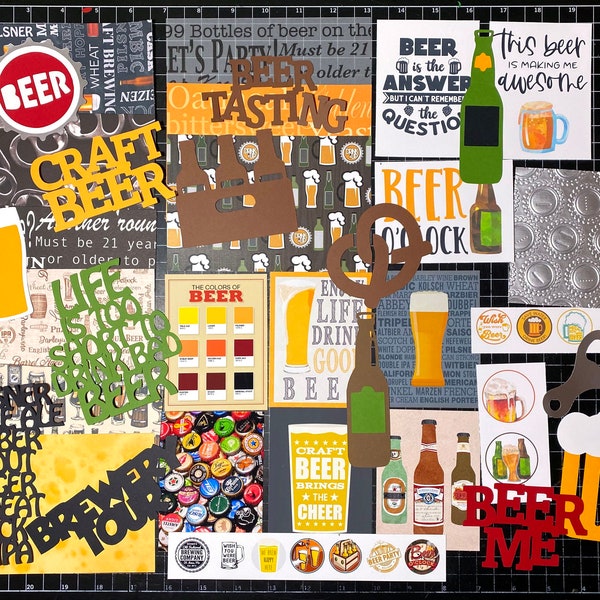 Beer Scrapbook Kit, Brewery, Craft beer, Scrapbook paper, Project Life, die cuts, paper, Beer Bottle, Planner stickers, Draft, Pilsner