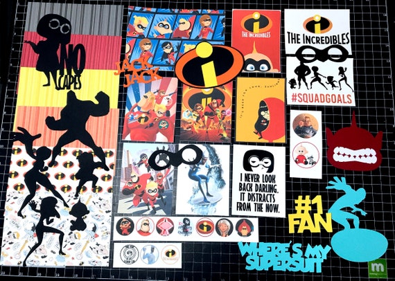 The Incredibles Scrapbook Kit. Disney Scrapbook, Scrapbook Paper, Die Cuts,  Planner Stickers, Project Life, Jack Jack, Elastigirl, Dash, 