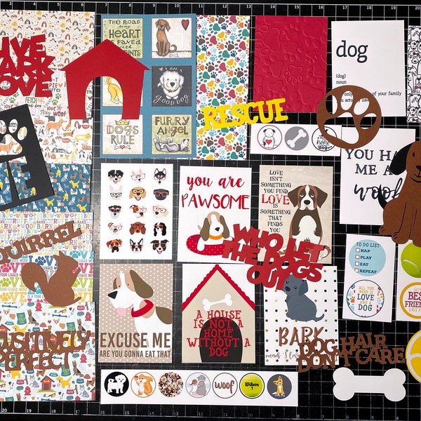 Dog Scrapbook Kit--personalized with breed and name! die cuts, Project Life, scrapbook paper, Puppy scrapbook, woof, planner, Dog Rescue,