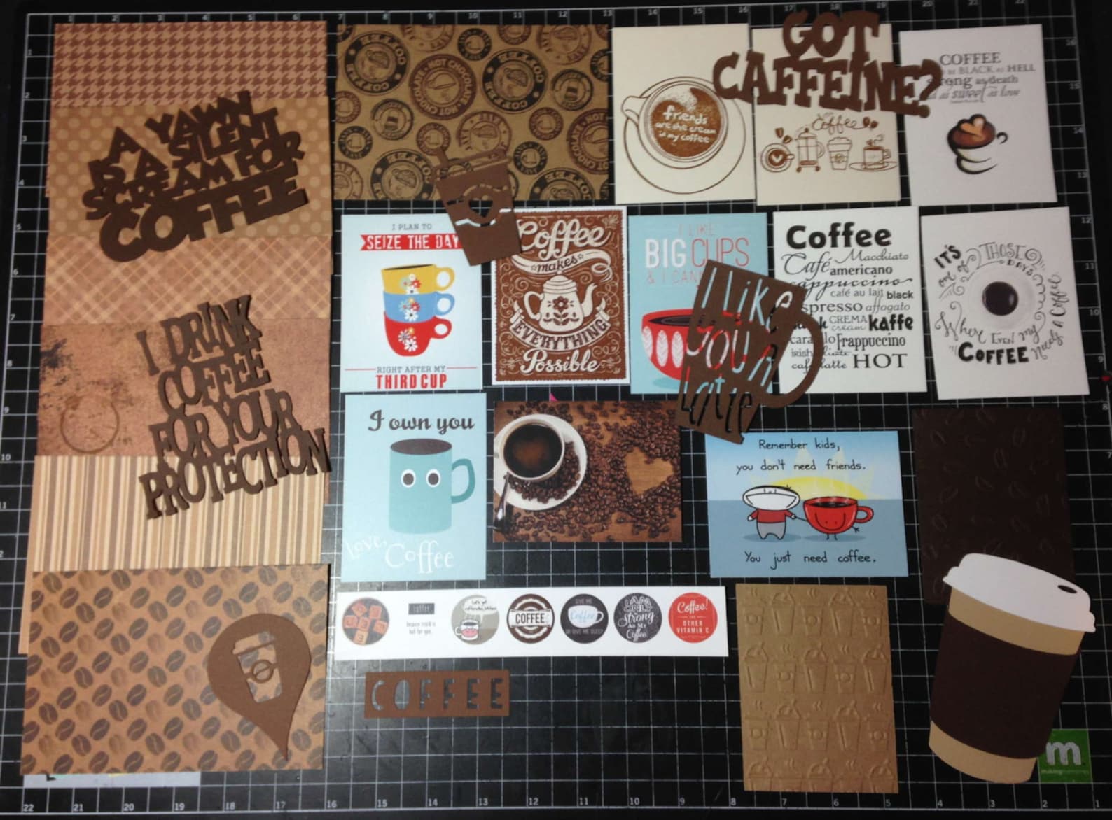 Coffee Scrapbook Kit Get Caffeinated Scrapbook Paper Die Etsy