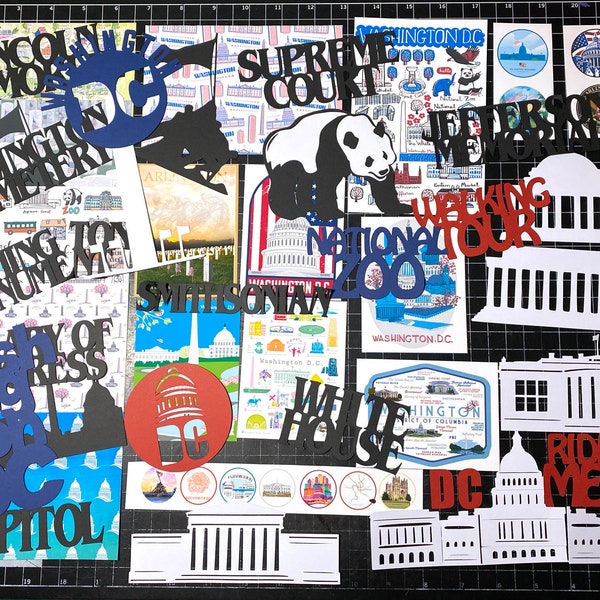 WASHINGTON DC Scrapbook Kit! die cuts, Project Life, scrapbook paper planner stickers, Capitol, White House Vacation, Monument, Metro, Panda