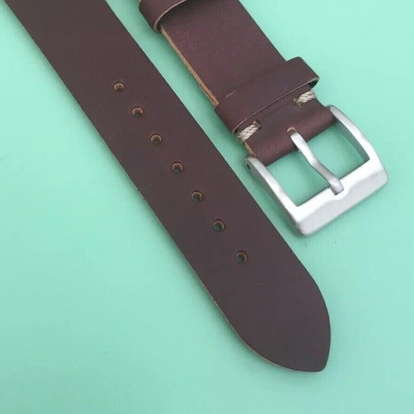 Vintage Tudor Style Brown Brown Calf Leather Watch Strap & Spring Bars - For Omega, Hamilton, Tissot, Rolex Etc - Choice Of Sizes