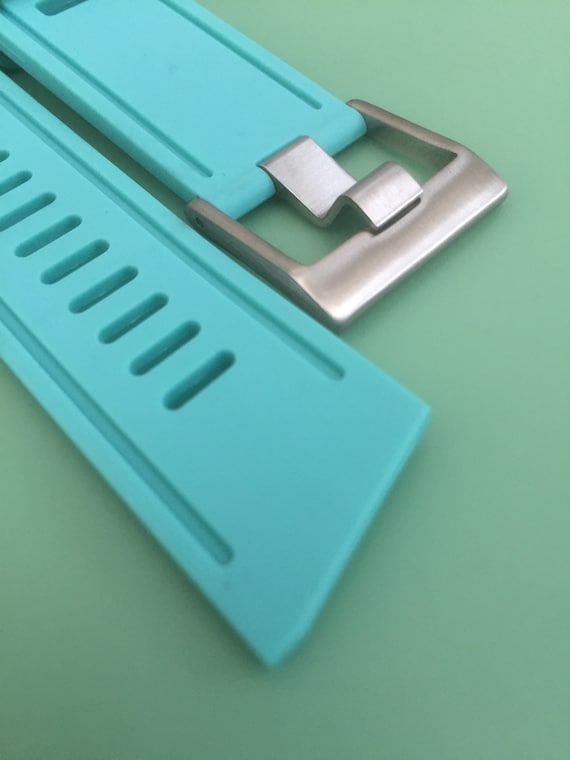 Vintage Iconic Style Retro Turquoise Silicone Rubber Diver Watch Strap - For Your Omega Etc Diver