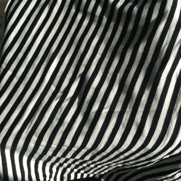 Black & Cream 1/4" Stripe Bamboo Knit