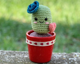 Cactus au crochet décoratif / cactus en peluche pour décorer / cactus amigurumi / cactus avec fleur au crochet / petit cactus amigurumi