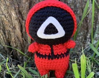 Small Squid Game Doll // Crochet Squid Game Keychain // Squid Game Soldier // Geek Gift