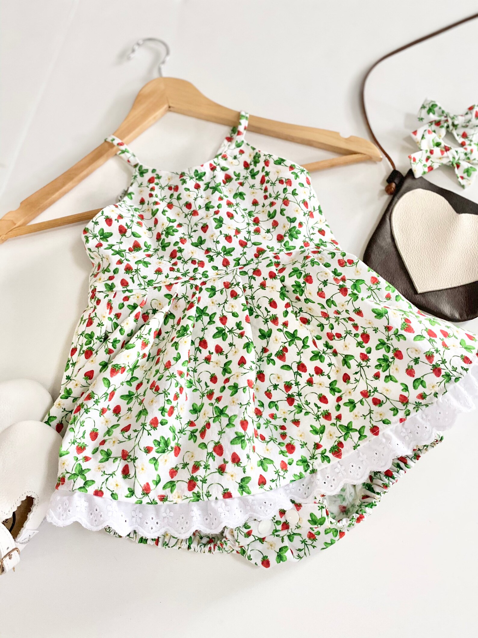 Skirted Baby Romper Little Girls Skirted Romper Strawberry Etsy
