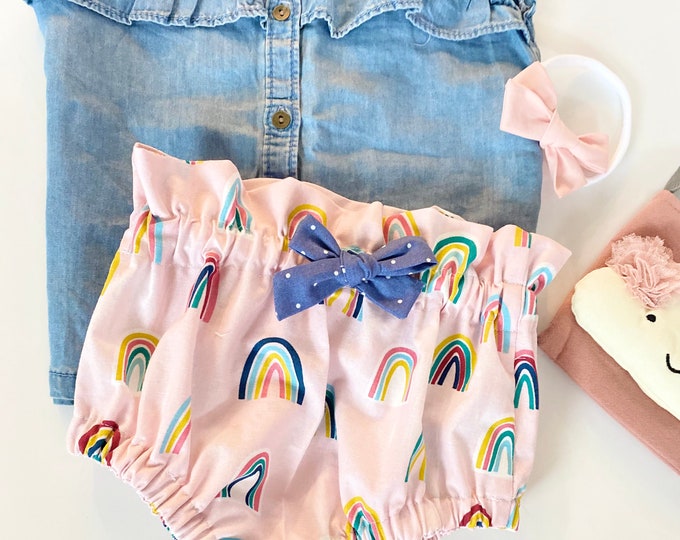 Rainbow Baby Bloomers Girls Bloomers Pink Rainbow Bloomers Etsy