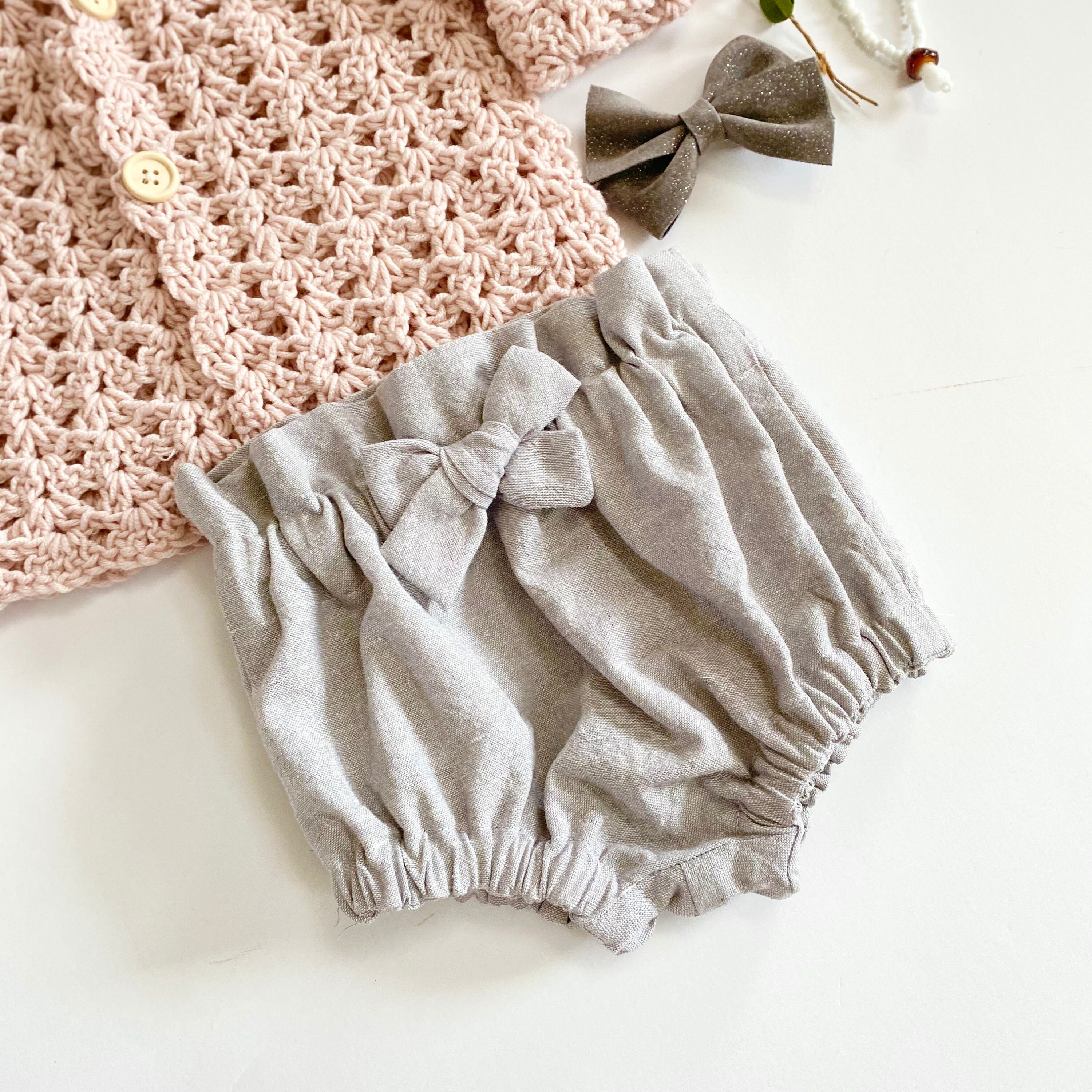 Gray Linen Baby Bloomers Little Girls Bloomers Etsy Canada
