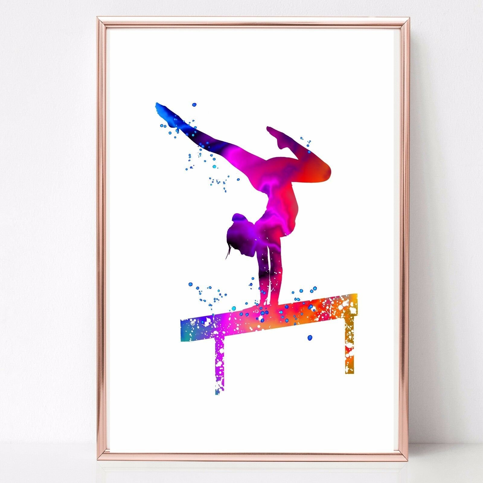 Gymnast Gymnastics Beam Print Picture Watercolour Effect Etsy