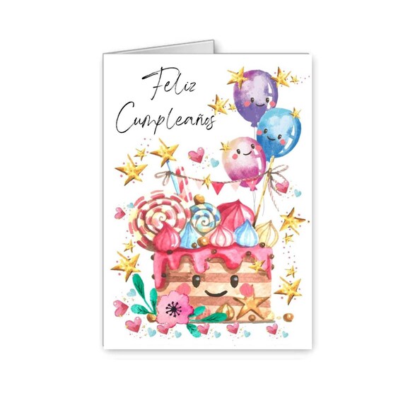 Feliz Cumpleaños Spainish Happy Birthday Card Spain Cake Etsy UK